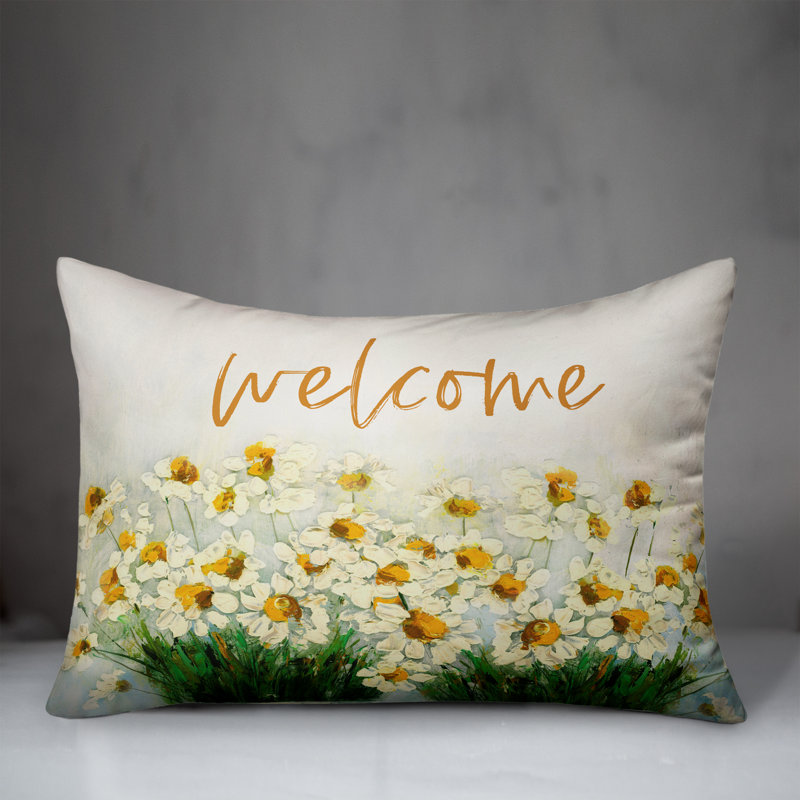  Housse de coussin rectangulaire d'extérieur Welcome Daisies