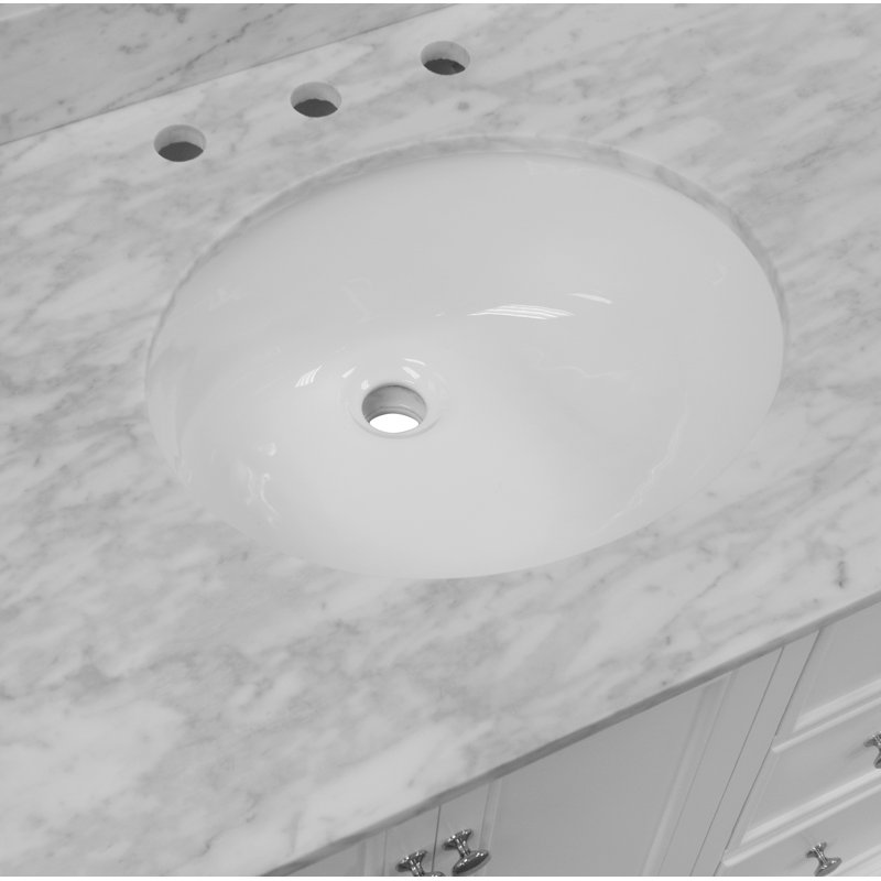 Ensemble de meuble-lavabo simple 36 po Ferdinand, Blanc, Marbre de Carrare