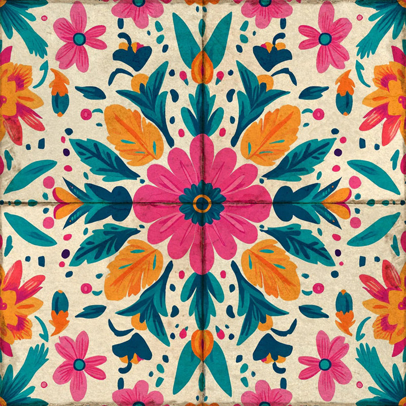 Carreau de mosaïque floral auto-adhésif en vinyle 5 po x 5 po