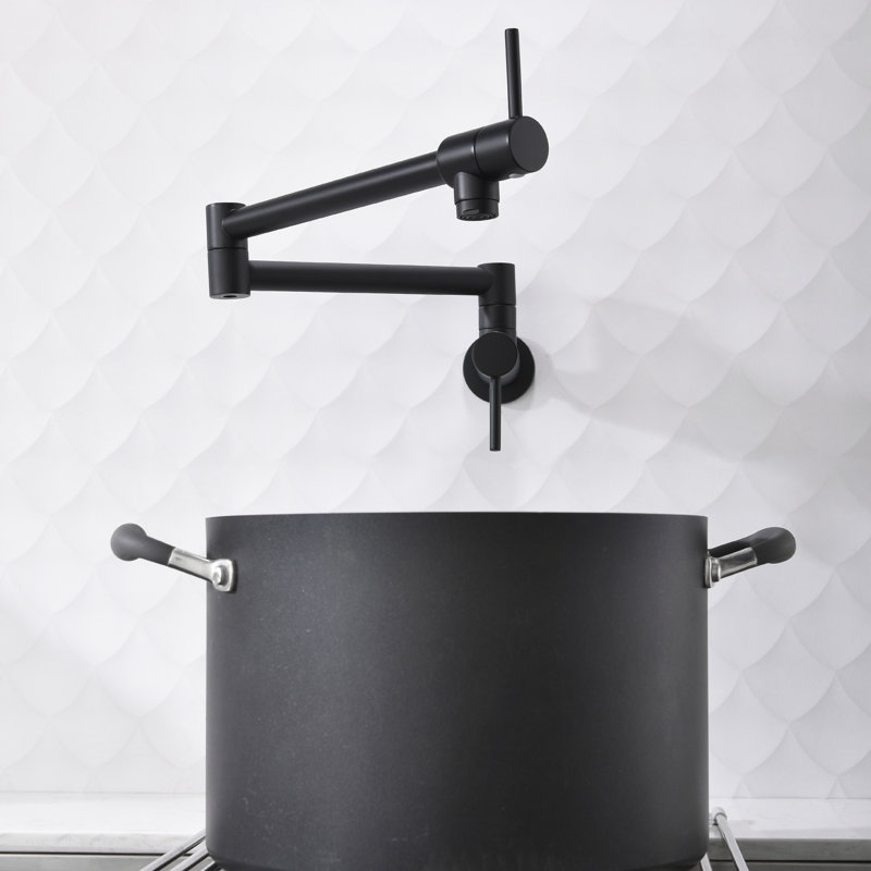 Robinet d'évier de cuisine mural noir mat, Noir mat