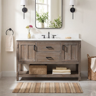 Floyd 54'' Single Bathroom Vanity with Engineered Stone Top