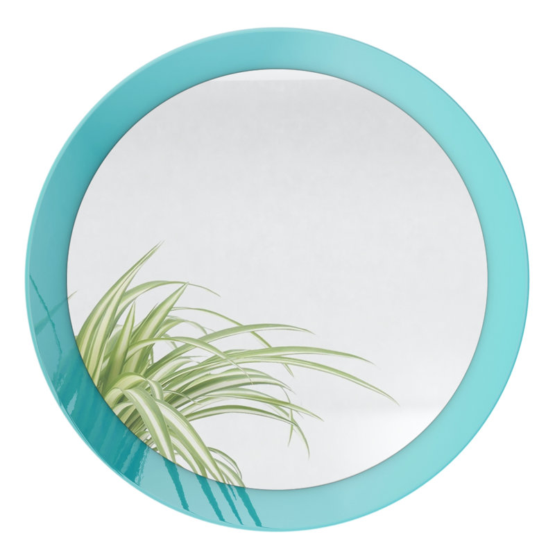 Colwich Flat Mirror, 80cm H x 80cm W, High-Gloss Petrol