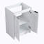 Meuble-lavabo autoportant de 48 po avec lavabo en résine, 2 armoires de rangement, 2 armoires murales, portes et tiroir à fermeture douce, blanc brillant, contreplaqué (KD-Packing)