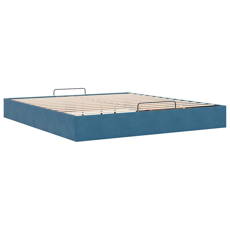 Solid Wood Bed Frame, Dark Blue