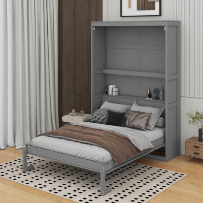 Lit escamotable double avec tablettes