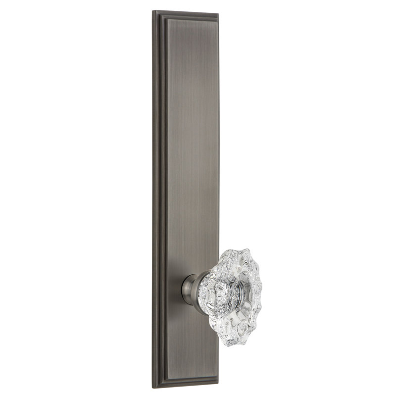 Grande plaque Grandeur Carré avec bouton de porte Biarritz, Étain antique, 2 3/4 po, Gaucher