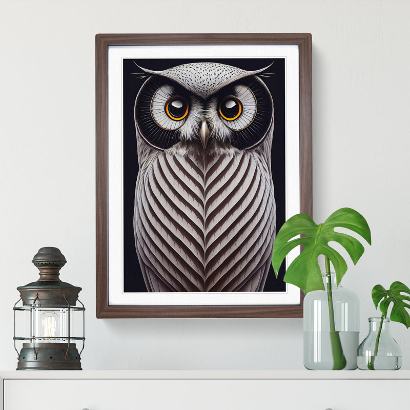 Awesome Owl - Single Picture Frame Print, 34cm H x 25cm W x 2cm D, Walnut Framed