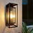 Outdoor Wall Sconce Rectangular Metal Frame And Ribbed Tempered Glass Shade Waterproof