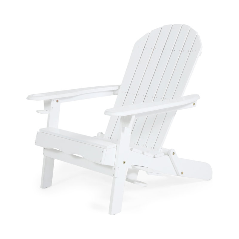 Chaise Adirondack pliante en bois massif Mccombs, Blanc