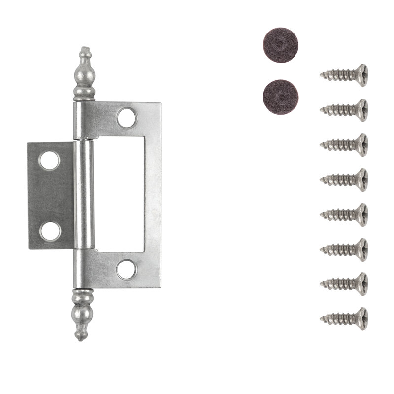 Charnière auto-encastrée encastrée / pleine face - Nickel satiné - charnières de porte d'armoire (ensemble de 2), 2