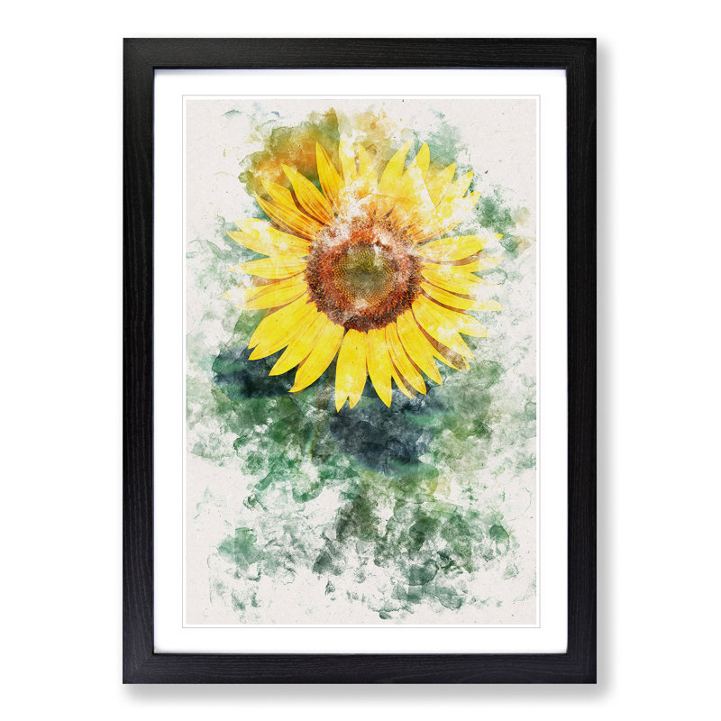 The Sunflower 1 Piece Single Picture Frame Wall Art on MDF, 63cm H x 45cm W x 2cm D, Black Framed