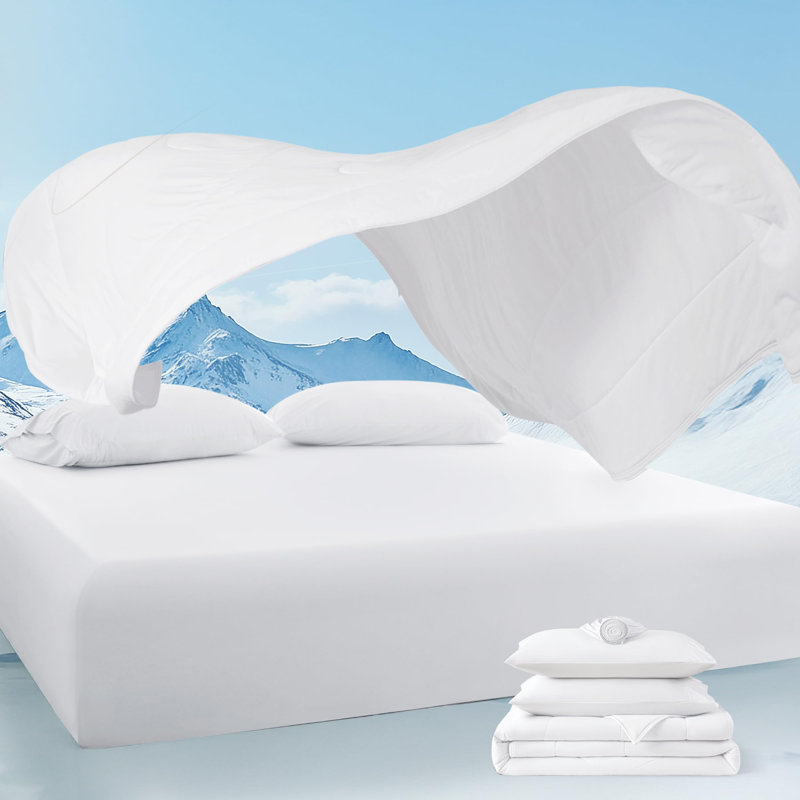 Breescape Cooling Comforter Set Ultra Comfort Cooling Blanket, Queen Comforter + 3 Additional Pieces, Pure White