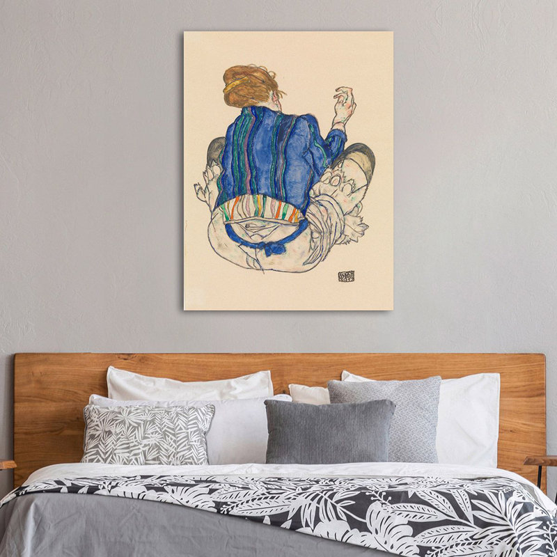 Seated Woman, Back View by Egon Schiele - Wrapped Canvas Print, 70cm H x 50cm W x 4cm D