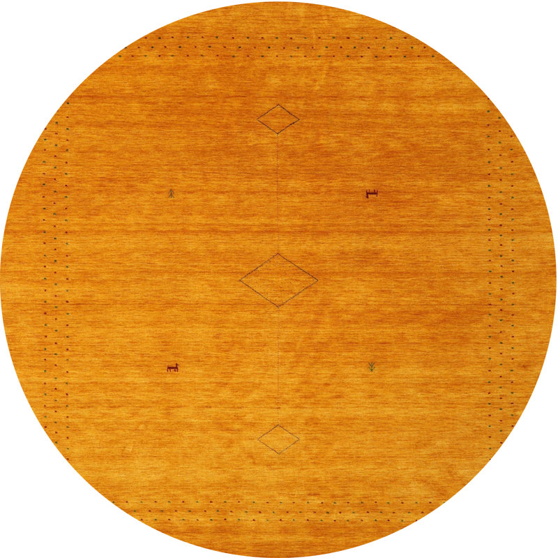 Tapis de zone jaune contemporaine, Rond 7 pi x 7 pi