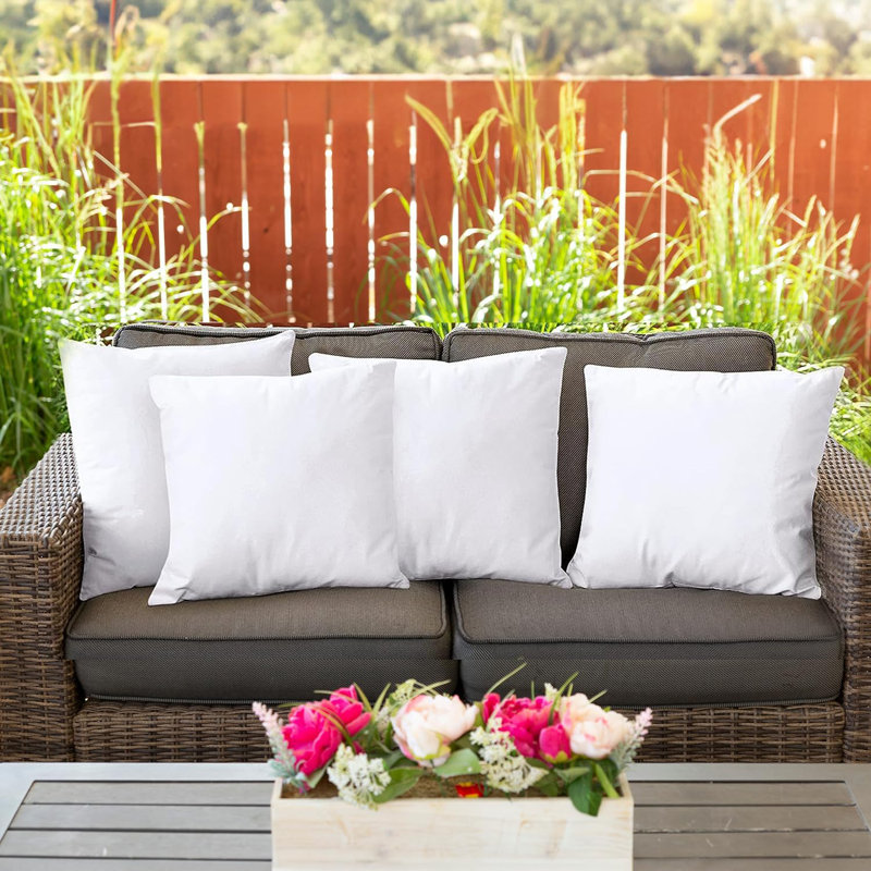 Paquet de 4 coussins décoratifs, coussins décoratifs, coussins, blanc, 16 po x 16 po