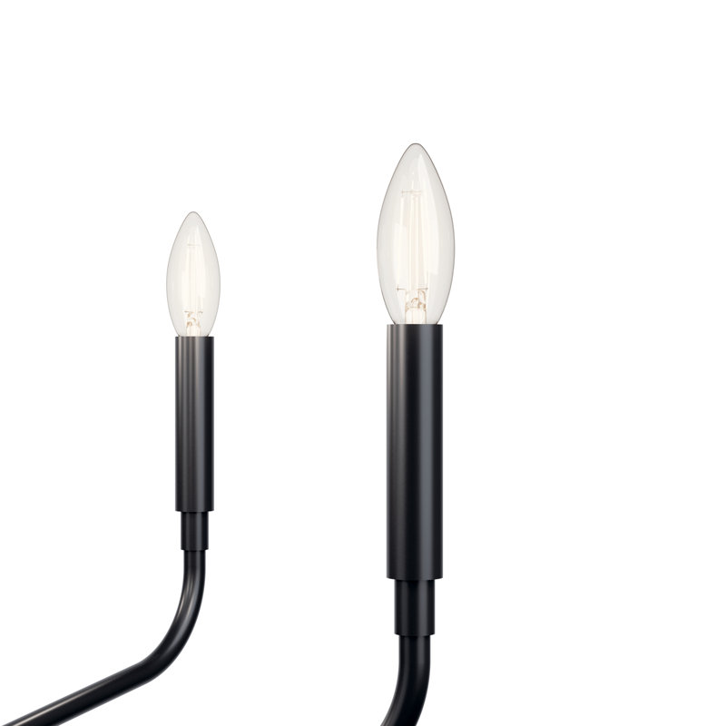 Steel Dimmable Classic / Traditional Chandelier, Satin Black, 17" H x 26" W x 26" D, 5