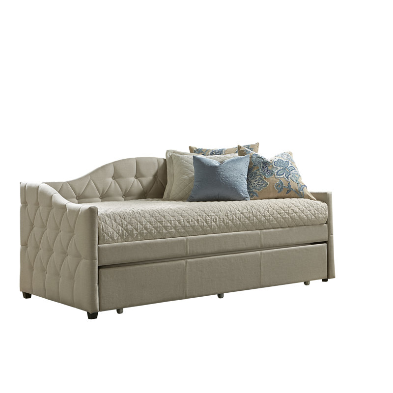 Danaysy Upholstered Daybed with Trundle Bed, Cream