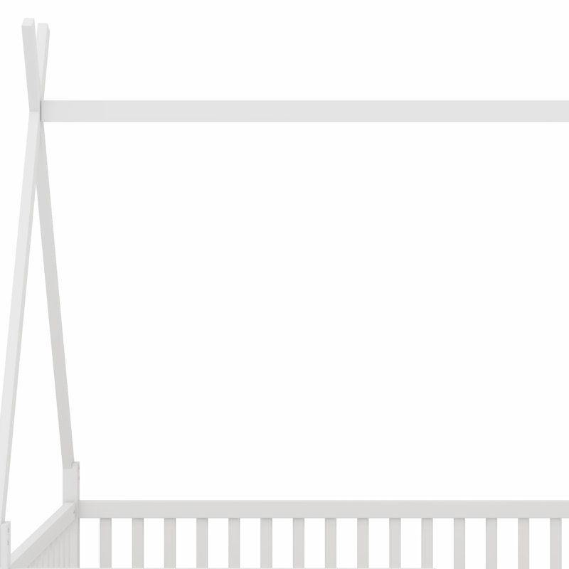 Lit en bois avec clôture, Blanc