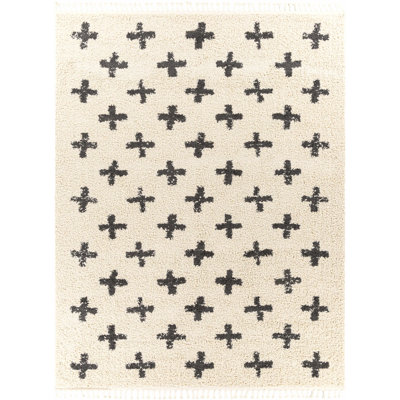 Tapis beige / noir à poils longs Adeewa