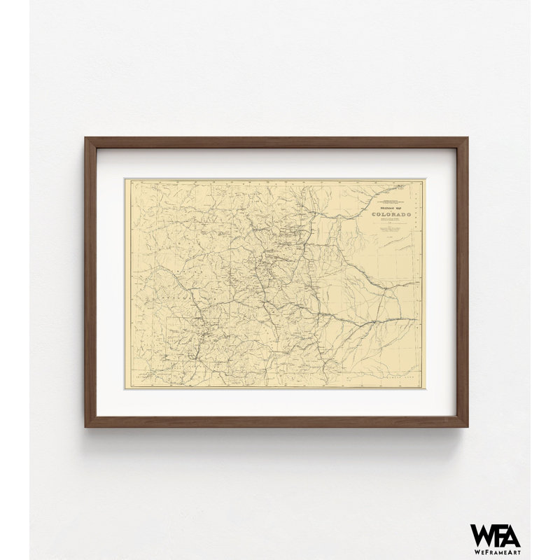 "Colorado", reproduction d'art carte encadrée, impression de décoration murale carte, art mural carte du Colorado, art mural encadré, art mural surdimensionné 36 po x 48 po