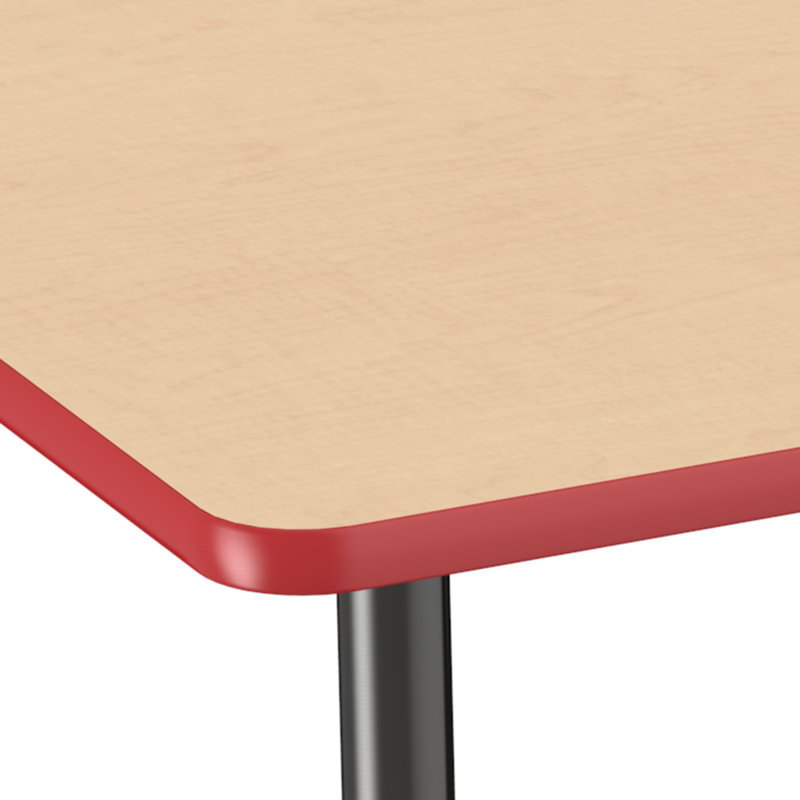 Table d'activité rectangulaire à hauteur réglable en forme de T, Érable / rouge, Super, 36 po x 60 po