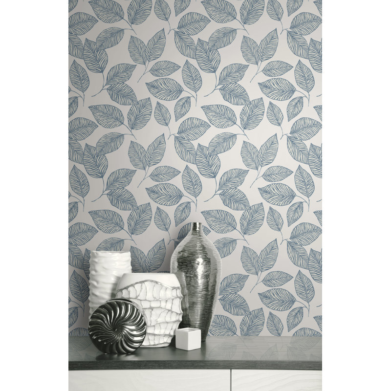 Papier peint Afan, Blanc / bleu ciel