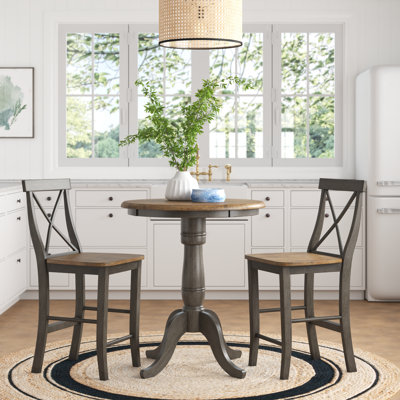 Dhar 2 - Person Solid Wood Solid Wood Top Pedestal Dining Set