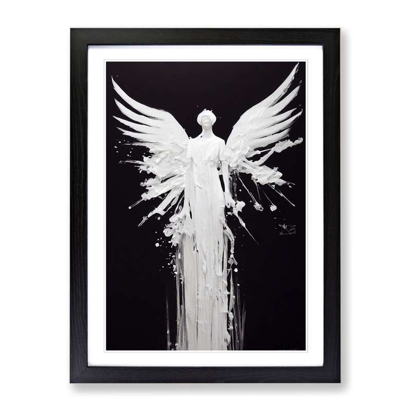 FRM-V0523-90X Angel Splash - Single Picture Frame Print, 64cm H x 46cm W x 2cm D, Black Framed