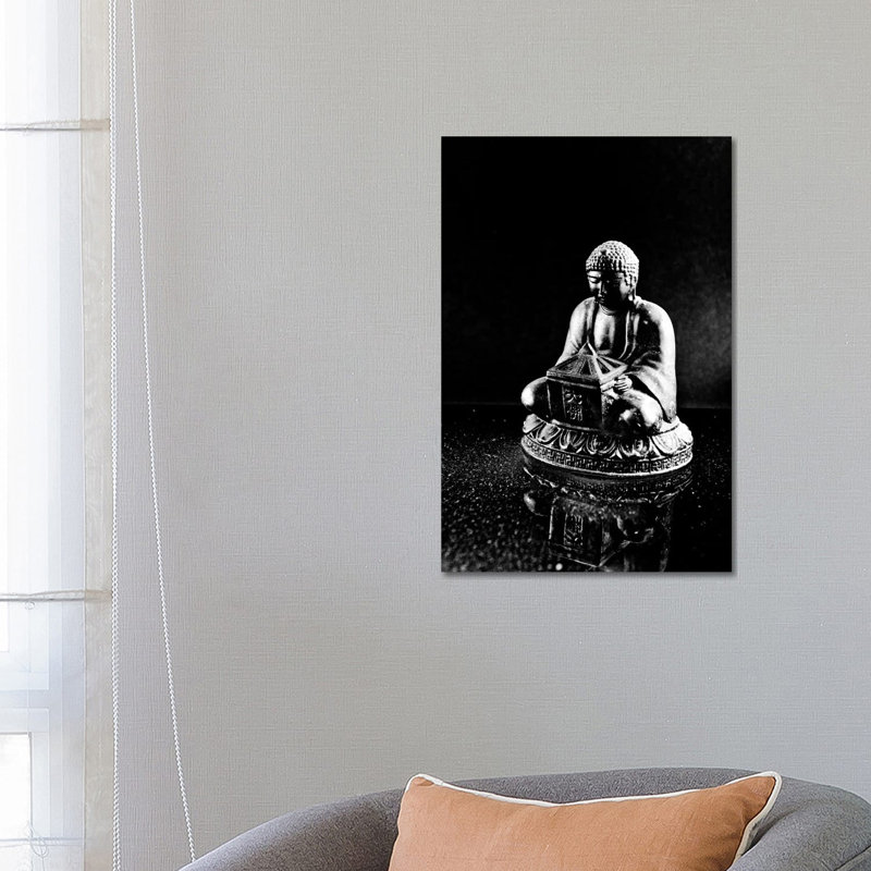 Stone Buddha Sculpture - Wrapped Canvas Print