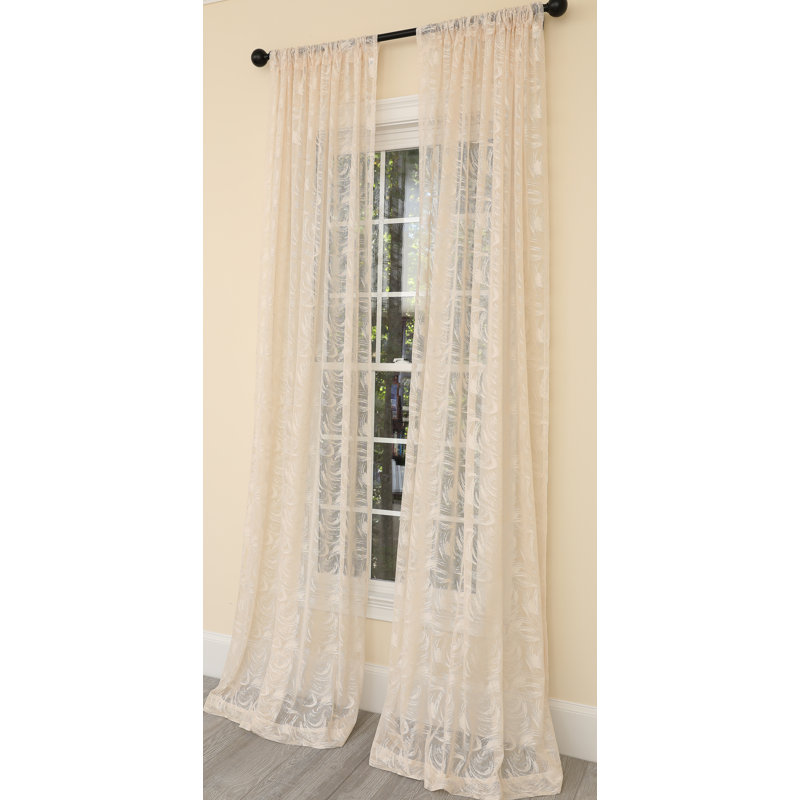 Paityn Sheer Curtain Single Panel, White, 54" W x 96" L
