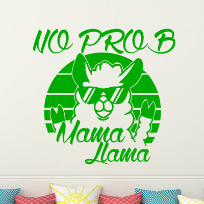 Décalcomanie murale "no prob maman llama"