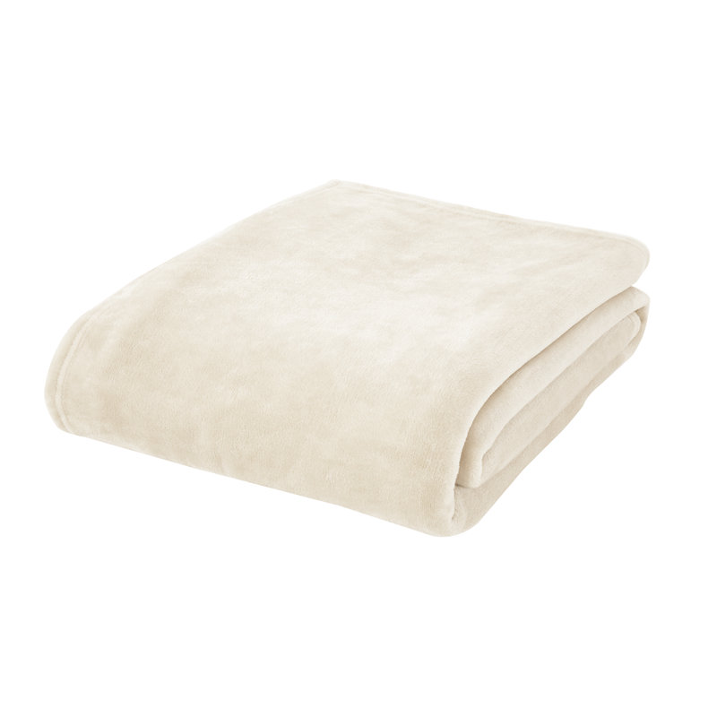 Raschel Velvet Touch Blanket Throw, 200cm x 240cm, Cream