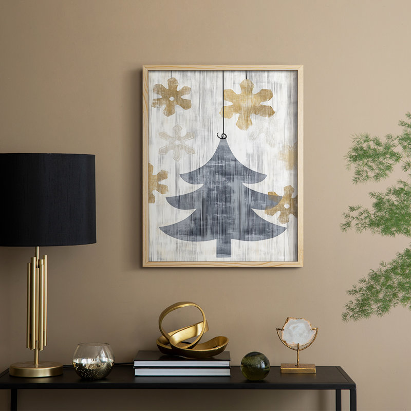 «Christmas Holiday Art CMXLVII», reproduction d'art encadrée - bois massif, Naturel, H 21 po x l 17 po