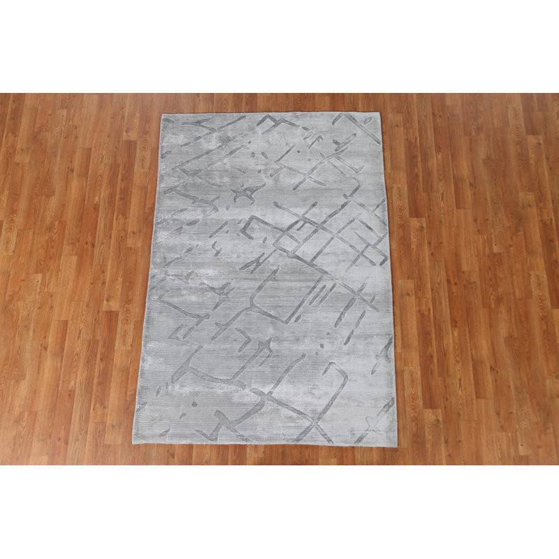 One-of-a-Kind 4'1" X 6'0" New Age Silk Area Rug in Gray