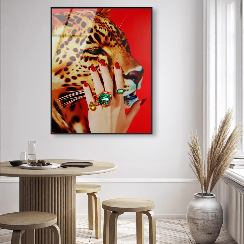 Oliver Gal Wild Hand Fashion & Animals - Framed Acrylic Glass Wall Art, 45" H x 36" W, Black
