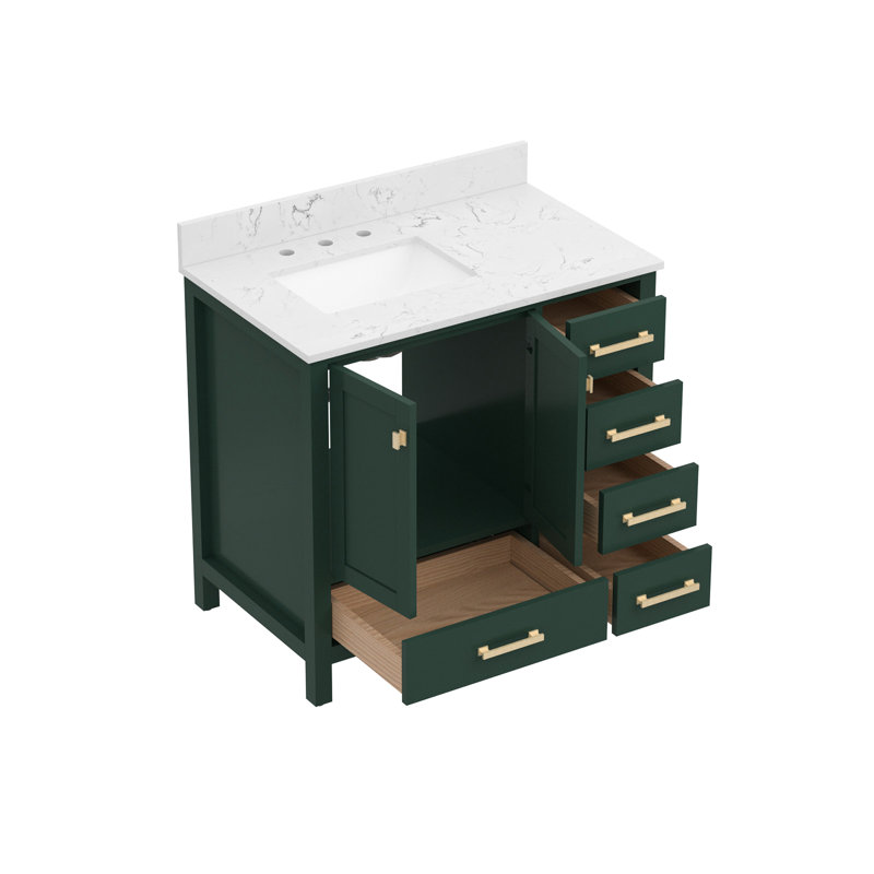 36'', Bathroom Vanity, , Solid Wood Frame, Modern, Freestanding, Basin, Soft - Close Drawers, Lightweight Installation 36 Inch Vanity In Construction, Freestanding Top, Function, Creates A Sleek