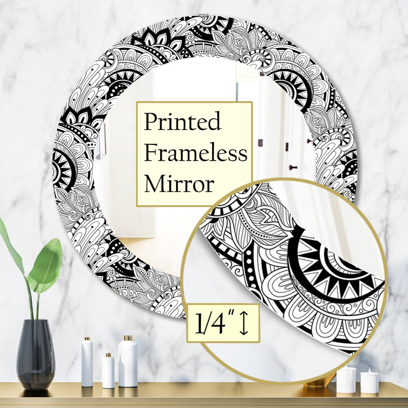 Miroir floral abstrait monochrome, H 31,5 po x l po