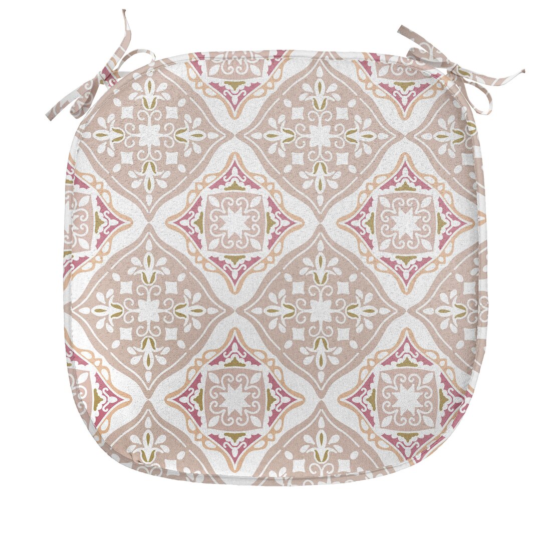 Kissen mit Riemen für Küchensitze, geometrisch, Beige Weiß Rosa