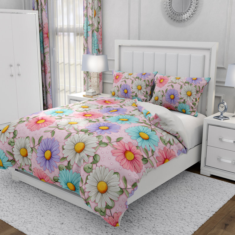 Floral Duvet Cover, King Duvet Cover + 2 King Shams