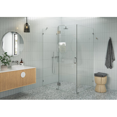 Glass Warehouse 78" X 55" X 43" Frameless 90 Degree Shower Enclosure - Glass Hinge