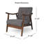 Fauteuil d'appoint Mid-Century moderne capitonné avec structure en noyer-918891086