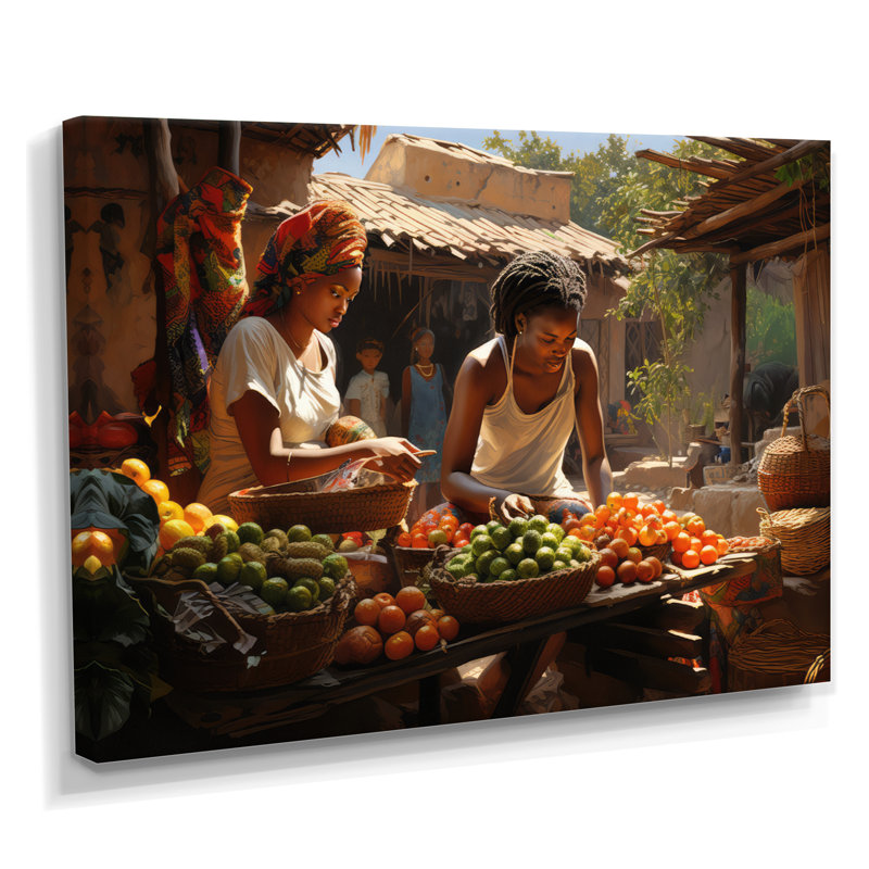 «African Vibrant Market I», reproduction d'art sur toile, Toile tendue, H 24 po x l 32 po x P 1 po