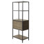 Bibliothèque avec 3 tablettes et structure en métal - Finition noire pour armoire de chambre décorative en bois récupéré gris lisse