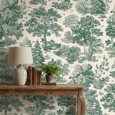 Papier peint rétro avec paysage et nature