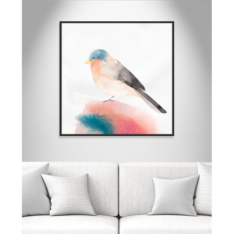 Chickadee II par Casa Fine Arts, Toile avec cadre noir, Pas de tapis, H 37,5 po x l 37,5 po x P 2 po