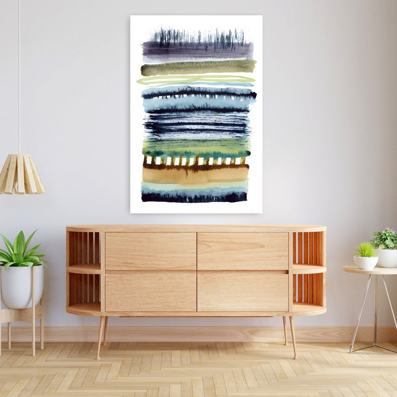 Aquarelle abstraite 2, paysage contemporain minimaliste, art mural, 48" H x 32" W