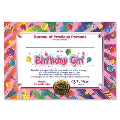 Certificat d'anniversaire de fille