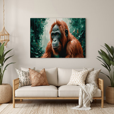 Wildlife Orangutan Gray Metal Wall Art