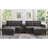 Modern U-Shaped Sectional Sofa With Movable Storage Ottomans, Multifunctional Console, Bluetooth Speakers, And LED Lights For Living Room-907564419