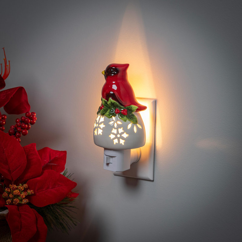Cardinal with Snowflake Cut-out Nightlight